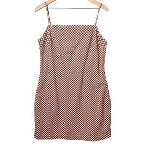 Levi's Womens Mini Dress Square Neck Cotton Pink Checkered Casual Size L